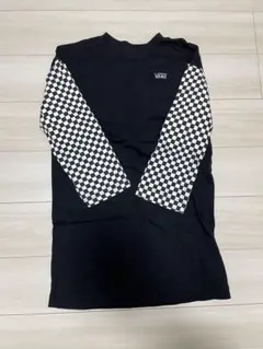 VANS チェック柄袖 ブラック 7分ロンT S