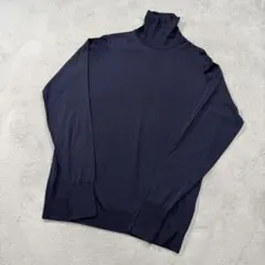 ジョンスメドレー　ネイビー　タートルネックニット　XLサイズ　ウール