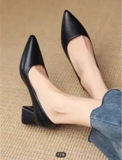 レディース パンプス ブラック 黒 ポインテッドトゥヒール 24cm24.5cm