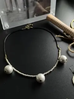 大粒コットンパールのチョーカー