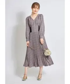 【tocco closet】パールバックレースコルセット チェックワンピース