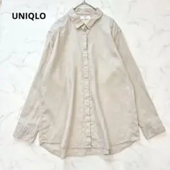 UNIQLO 大きめサイズ　洗える✨　リネンシャツ　ライトベージュ　3XL 長袖