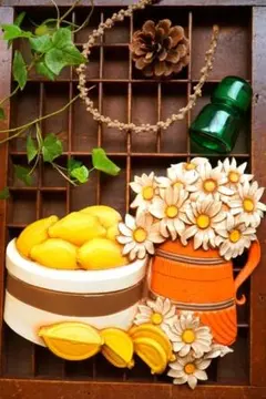 USA Vintage Wall Deco ヴィンテージ 壁掛け レモン 花 USA Vintage Wall Deco ヴィンテージ 壁掛け レモン 花 - メルカリ