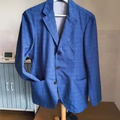 ÉDIFICE 青 チェック柄 テーラードジャケット 44