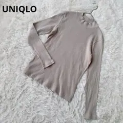 ユニクロ UNIQLO リブカットソー 【L】ハイネック ライトグレー インナー