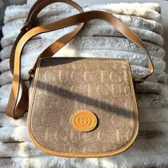 GUCCI ミニショルダーバッグ GG柄 PVC レザー 斜め掛け ヴィンテージ