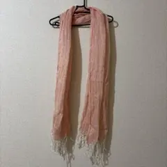 BEAUTY&YOUTH ピンク マフラー フリンジ付き