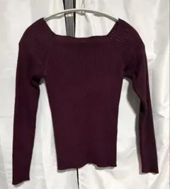 【GRL】スクエアネックリブニットトップス [rut072] ボルドー