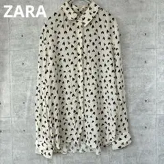 【ザラ】長袖シャツ　ブラウス　ハート柄　ゴールドボタン　美品　重ね着