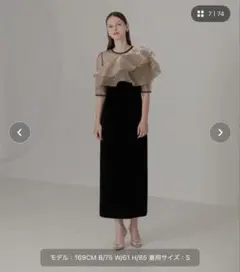 【LEJA】アシンメトリーティアードフリル3WAYベロアIラインドレスワンピース