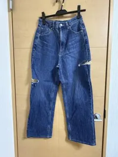 GU インディゴ ハイウエスト デニム　カットデザイン