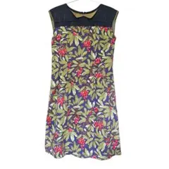 LAURA ASHLEY　size2　木の実柄ノースリーブタックワンピースのサムネイル