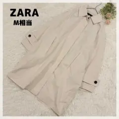 【ザラ】コットンライトコート M相当 ベージュ 比翼仕立て ゆったり