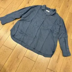 ユニクロ きれいめ シンプル ビジカジ メンズ 七分長袖 スキッパーシャツ XL