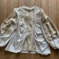 花柄刺繍 長袖ブラウス アイボリーのサムネイル