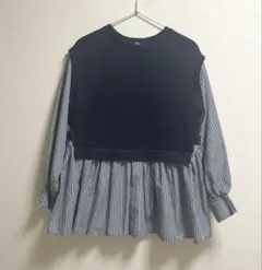 しまむら×星玲奈さんコラボ　プルオーバー　ストライプ　ベスト　トップス　長袖