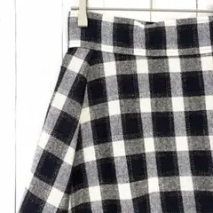 ジルスチュアート 紺 0 S シルク麻ブロックチェックリボン巻きラップスカートのサムネイル