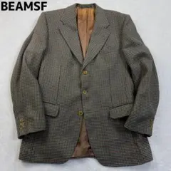 BEAMSF　ハウンドトゥースジャケット　カーキ　テーラード　千鳥格子