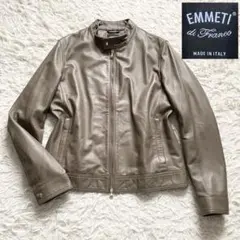 極美品■エンメティ　シングル　ライダースジャケット　ラムレザー　羊革　50