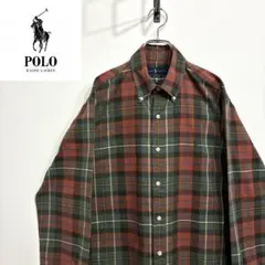 超人気❗️ラルフローレン　ワンポイントロゴシャツ　M 90s刺繍古着希少レア長袖