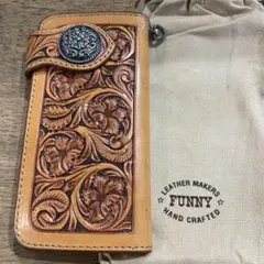 特注品 FUNNY カウボーイ カービング ウォレット 当時品 財布 革