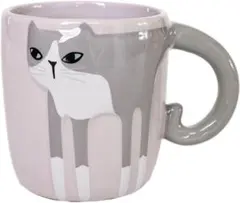 손으로 그린 고양이 머그잔 400ml 허니컴 퍼플 머그