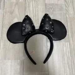 ディズニー　カチューシャ　黒　レザー