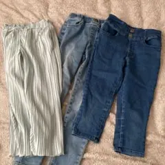 GU ミントグリーンプリーツパンツとデニムスキニー3点セット　120〜130