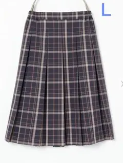 COLZA　ミディ丈プリーツスカート（紺チェック）　Ｌ