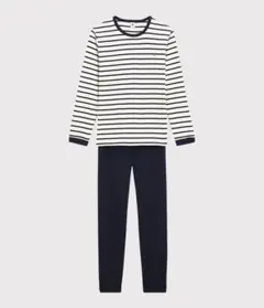 新品 未使用 プチバトー メンズM 長袖 パジャマ ミラレ グリーン 16ans