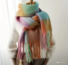 マルチカラーチェック柄　ストール