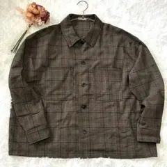 【dearful】ブラウン チェック柄 長袖ジャケットメンズＬサイズ