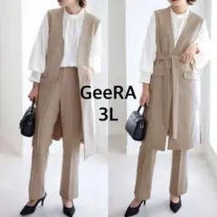 GeeRA 【２点セット】ロングジレ パンツ セットアップ 大きいサイズ 3L