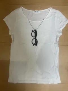 LE JUN 半袖Tシャツ スパンコール メガネモチーフ ホワイトのサムネイル