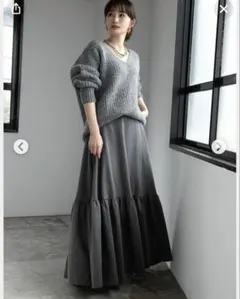 fifth 【柳橋唯コラボ】ピンストライプギャザー切り替えスカート