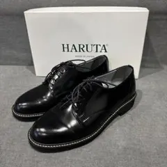 HARUTA レースアップシューズ プレーントゥ 本革 23EE 黒 SF370