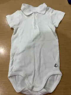 プチバトー　ホワイト ポロシャツスタイルロンパース