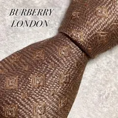 【極美品】　バーバリーロンドン　ネクタイ　光沢感　小紋柄　スクエア　総柄　シルク