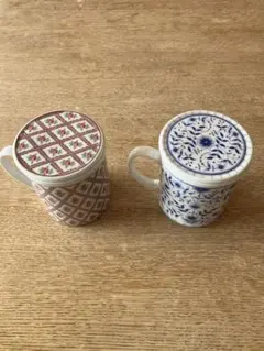 Ceramic Art Academy マグカップ 2個セット 蓋と茶こし付き