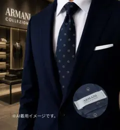 ARMANI COLLEZIONI シルク ネクタイ ドット柄 紺のサムネイル