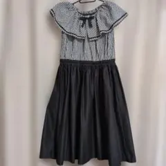 chopinショパン チェック柄フリルワンピース（黒と白）