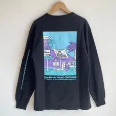 ベンデイビス バックプリント ロンT 長袖 Tシャツ M リブ トレーナー 黒