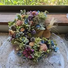 ドライフラワーリースセール 約27cm　アンティーク＆ナチュラル