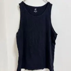 H&M タンクトップ レギュラーフィット ブラック Lサイズ 大きいサイズ 黒