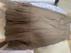 BEAMS ベージュ レース装飾 フレアスカート　春服　コットン