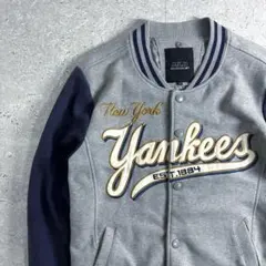 【希少】MLB ヤンキース スタジャン ニューヨーク グレー ネイビー L