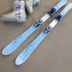 ④滑れる状態で発送 使用済みジュニアスキー118cm 2点＋ポールはおまけ