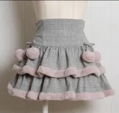 pium ピウム ファー付きティアードミニスカート