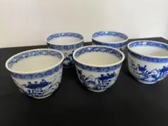 染付 そば猪口 蕎麦ちょこ 5客 管理A4162 伊万里焼 古伊万里 有田焼