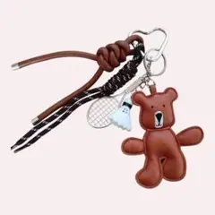 ゆるくま　テディベア バドミントン キーホルダー　じゃらじゃらキーホルダー